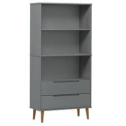 Foto van Vidaxl boekenkast 85x35x170,5 massief grenenhout grijs