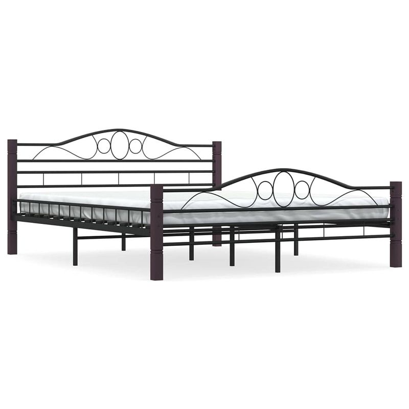 Foto van The living store metalen bedframe - zwart - 210 x 167 x 85 cm - massieve constructie - stevige lattenbodem - montage