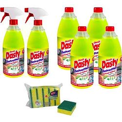 Foto van Dasty ontvetter pack: 2x spuitfles + 4x navulling + gratis set van 5x schuursponzen en 1x schoonmaakhandschoenen