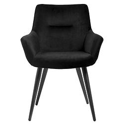 Foto van Giga meubel eetkamerstoel velvet zwart - zithoogte 49cm - stoel joah