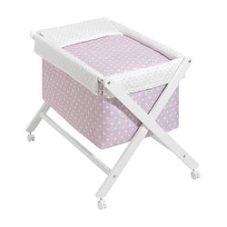 Foto van Interbaby wieg 90 x 55 cm hout/katoen roze/wit 5-delig