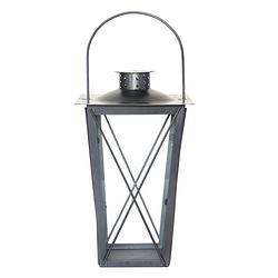 Foto van Zilveren tuin lantaarn/windlicht van ijzer 17 x 17 x 30 cm - lantaarns