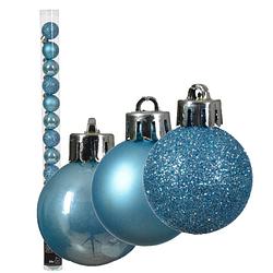 Foto van Decoris kleine kerstballen - 14x - ijs blauw - 3 cm -kunststof - kerstbal