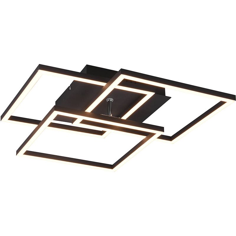 Foto van Led plafondlamp - trion mibal - 28w - aanpasbare kleur - afstandsbediening - dimbaar - rechthoek - mat zwart - aluminium