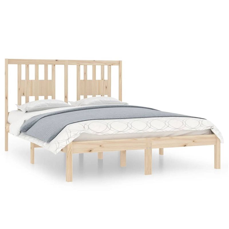 Foto van The living store bedframe klassiek grenenhout - 195.5 x 126 x 100 cm - voor matras 120 x 190 cm - montage vereist