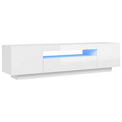 Foto van The living store hifi-tv-meubel - 160 x 35 x 40 cm - hoogglans wit - met rgb led-verlichting