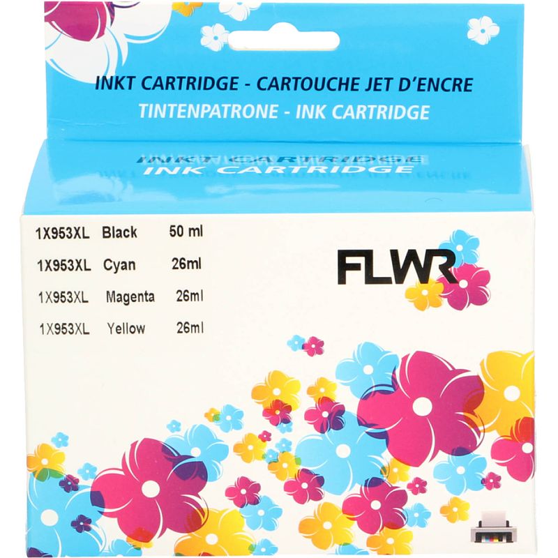 Foto van Flwr hp 953xl multipack zwart en kleur cartridge