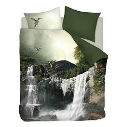Foto van Snoozing waterfalls dekbedovertrek - lits-jumeaux (240x200/220 cm + 2 slopen) - katoen - groen
