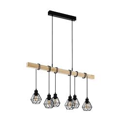 Foto van Eglo townshend 5 hanglamp - e27 - 100 cm - zwart/bruin