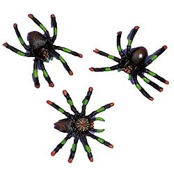 Foto van Amscan nep spinnen/spinnetjes 4 x 3 cm - zwart - 8x stuks - horror/griezel thema decoratie beestjes - feestdecoratievoor