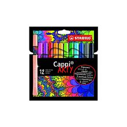 Foto van Stabilo cappi - viltstift - nooit meer je dop kwijt dankzij de dopring - arty etui met 12 kleuren