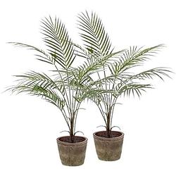 Foto van 2x groene palmboom kunstplant 70 cm in pot - kunstplanten