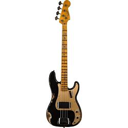 Foto van Fender custom shop time machine 's58 p bass heavy relic mn aged black met deluxe koffer en coa