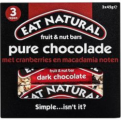 Foto van Eat natural fruit & nut bars pure chocolade met cranberries en macadamianoten 3 x 45g bij jumbo