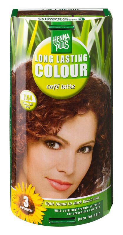 Foto van Hennaplus 7.54 long lasting colours cafe latte 100ml