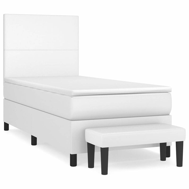 Foto van Vidaxl boxspring met matras kunstleer wit 100x200 cm