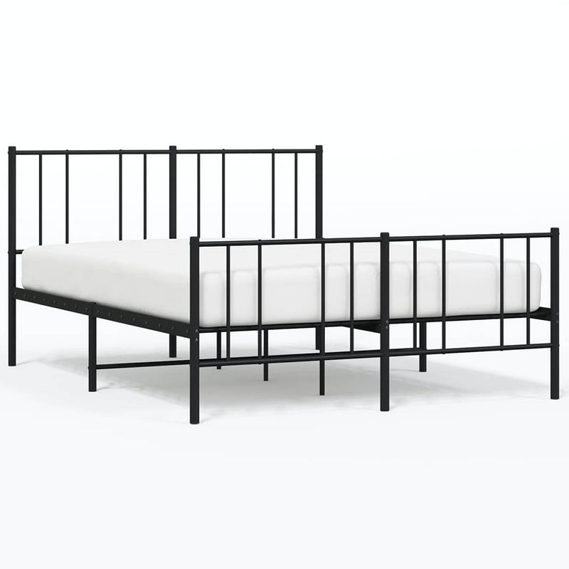 Foto van Vidaxl bedframe met hoofd- en voeteneinde metaal zwart 135x190 cm