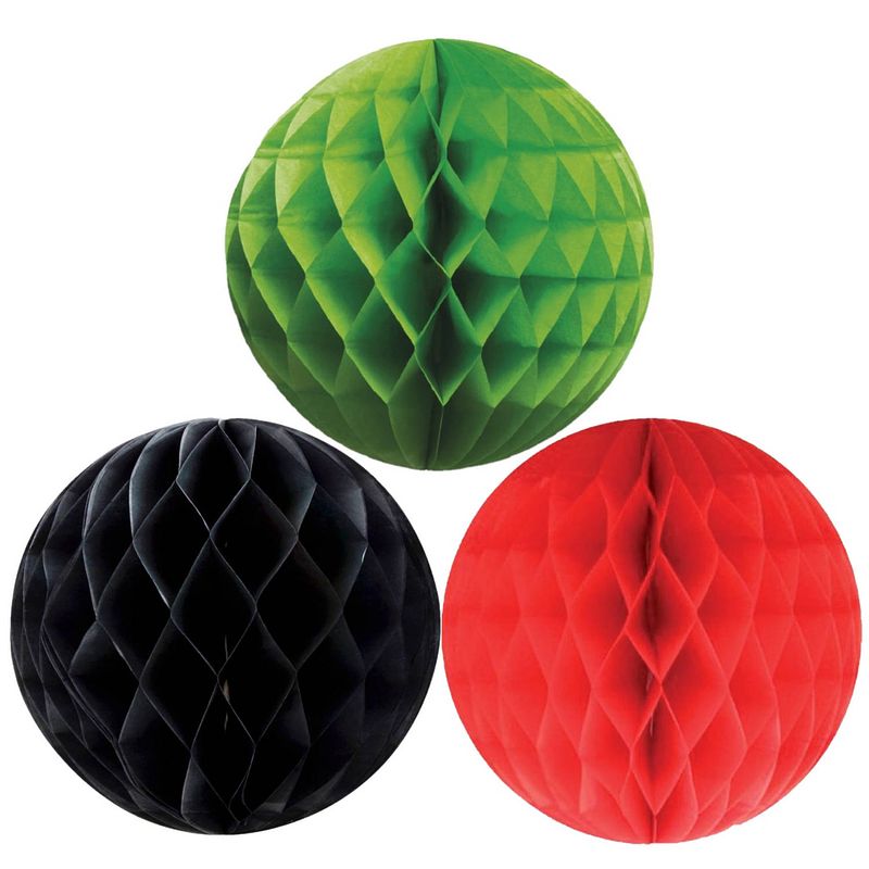 Foto van Kerstversiering set van 6x papieren kerstballen 10 cm zwart groen en rood - kerstbal