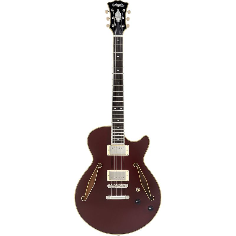 Foto van D'sangelico excel ss tour solid wine semi-akoestische gitaar met gigbag