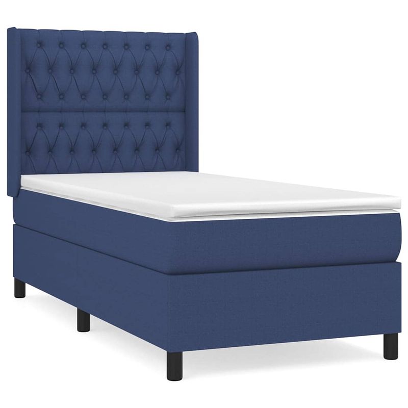 Foto van The living store boxspringbed - bed - matras - topmatras 90x200cm - blauw