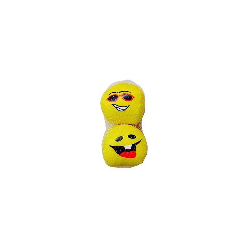 Foto van Smiley ballen - 10 cm - 2 stuks - geel