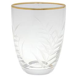 Foto van Greengate waterglas met gravering en gouden rand 8,2 x 10,5 cm