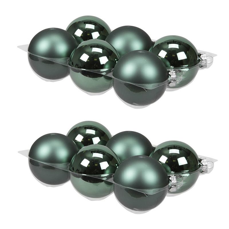 Foto van 12x stuks glazen kerstballen emerald groen (greenlake) 8 cm mat/glans - kerstbal