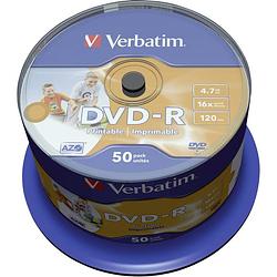 Foto van Verbatim 43533 dvd-r disc 4.7 gb 50 stuk(s) spindel bedrukbaar