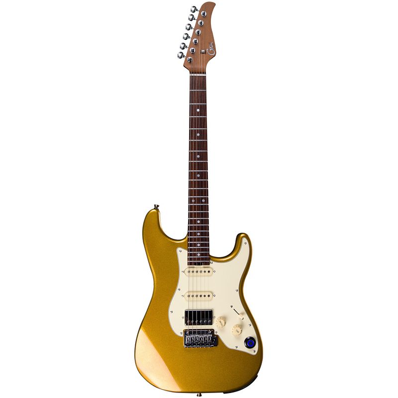 Foto van Mooer gtrs guitars standard 800 gold intelligent guitar met gigbag