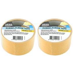 Foto van 2x dubbelzijdig tape / tapijttape bruin 50 mm x 10 m - tape (klussen)