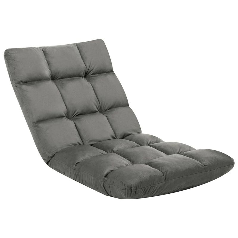 Foto van The living store vloerstoel - loungebed - 100 x 50 x 13 cm - donkergrijs - microvezel