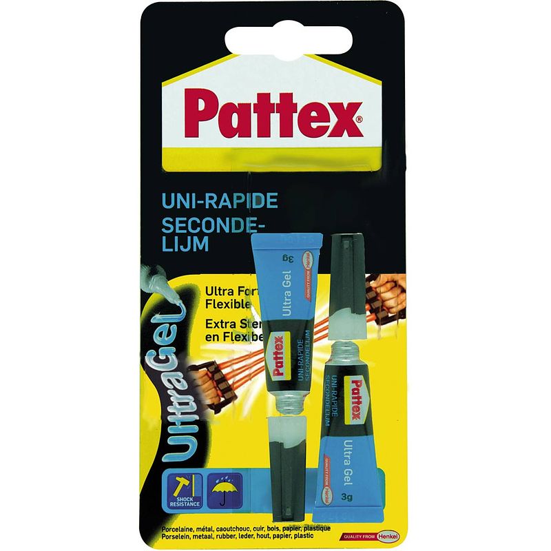 Foto van Pattex secondenlijm ultragel, 2 x 3 g, op blister 12 stuks