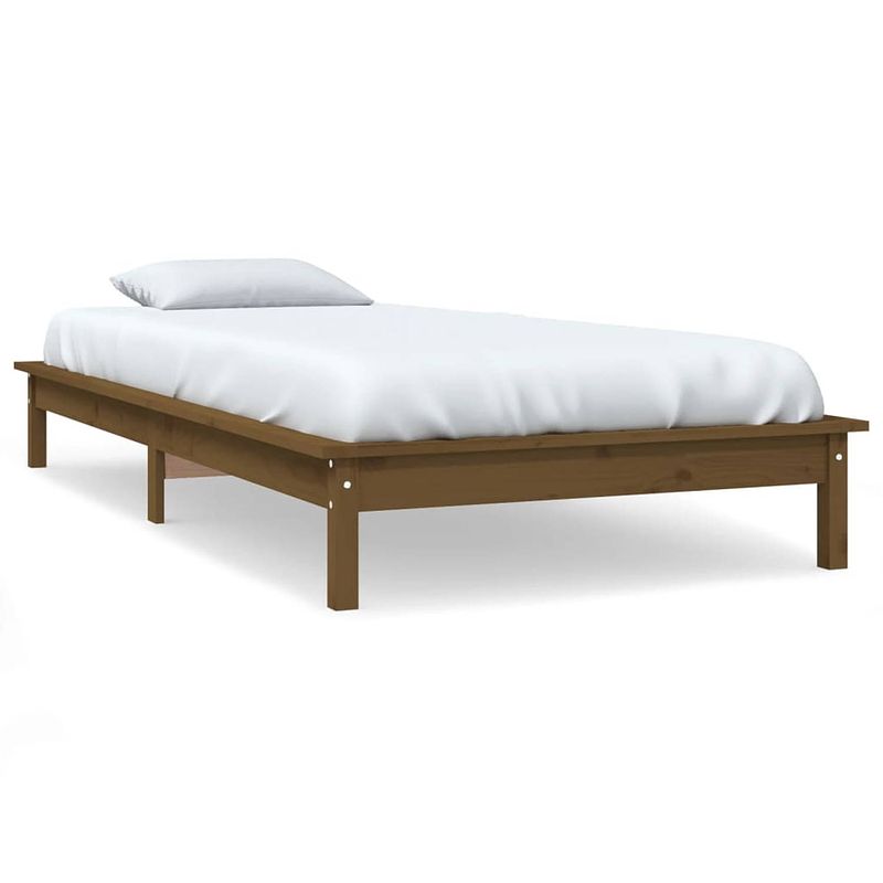 Foto van The living store klassiek houten bed - 202 x 86.5 x 26 cm - massief grenenhout