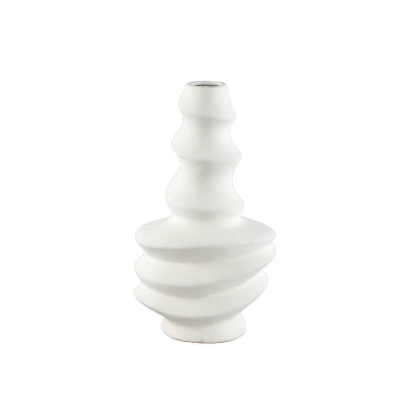 Foto van Ptmd georgy white ceramic pot round spiral wide s