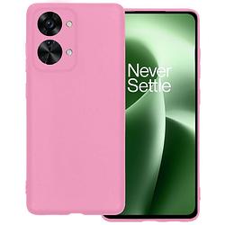 Foto van Basey oneplus nord 2t hoesje siliconen back cover case - oneplus nord 2t hoes silicone case hoesje - licht roze