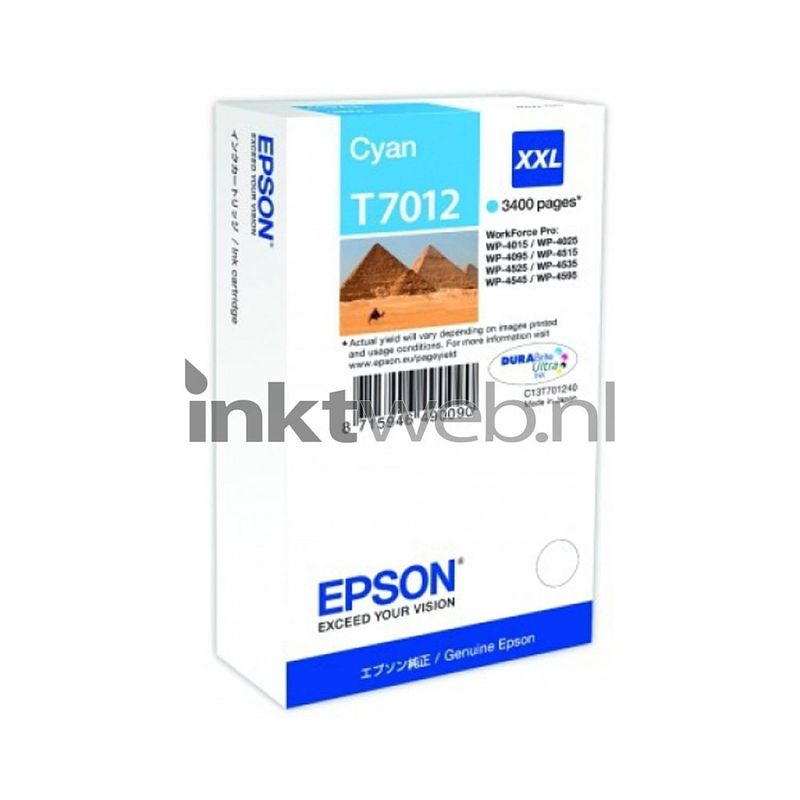 Foto van Epson t7012 cyaan cartridge