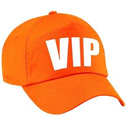 Foto van Vip pet / cap oranje met witte letters voor dames en heren - verkleedhoofddeksels