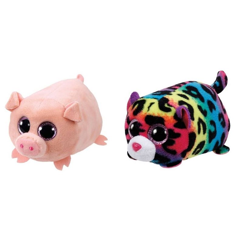 Foto van Ty - knuffel - teeny ty's - curly pig & jelly leopard