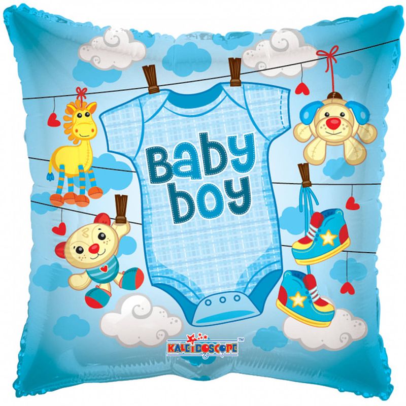 Foto van Kaleidoscope folieballon baby boy jongens 46 cm blauw