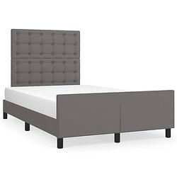 Foto van The living store bedframe - comfort - bedframes - 203 x 126 x 118/128 cm - kunstleer - grijs