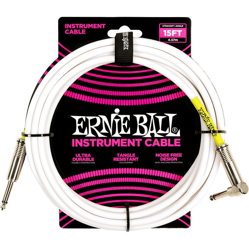 Foto van Ernie ball 6400 instrumentkabel jack mono wit 4.5m