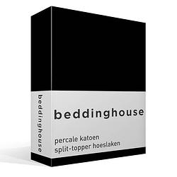 Foto van Beddinghouse percale katoen split-topper hoeslaken - 100% percale katoen - lits-jumeaux (160x210/220 cm) - black