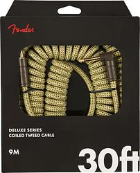 Foto van Fender deluxe cables coil cable 9 m tweed recht en haaks