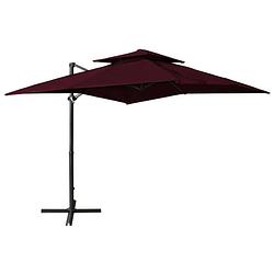 Foto van Vidaxl zweefparasol met dubbel dak 250x250 cm bordeauxrood