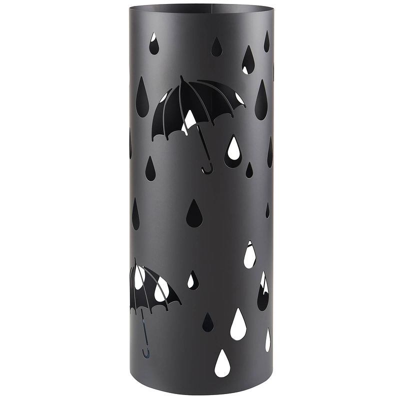 Foto van Acaza stevige paraplubak met ronde vorm - metalen paraplu- en wandelstokhouder - hoogte 49cm - zwart