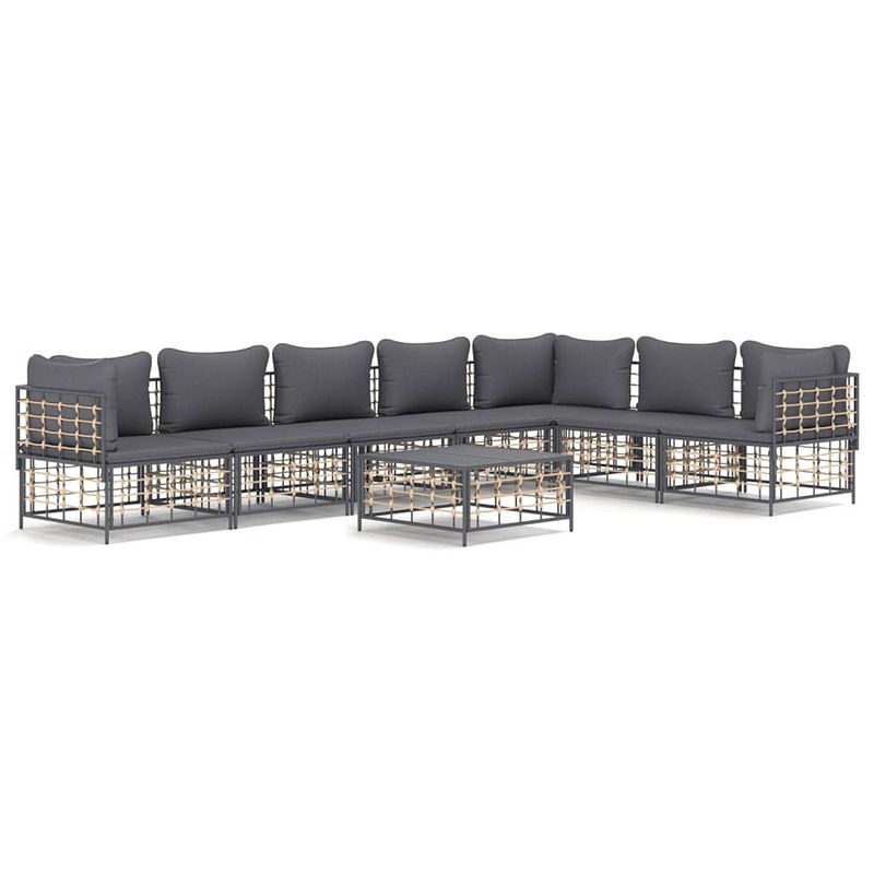 Foto van Vidaxl 8-delige loungeset met kussens poly rattan antracietkleurig