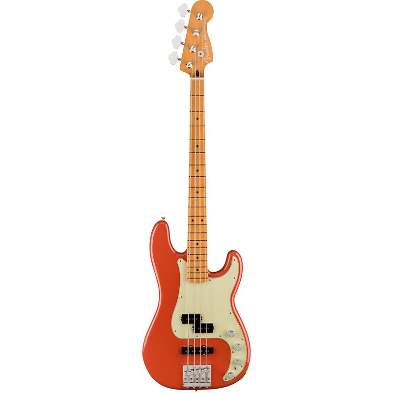 Foto van Fender player plus precision bass mn fiesta red elektrische basgitaar met gigbag