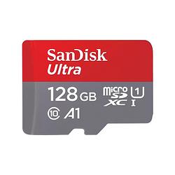 Foto van Sandisk microsdxc ultra 128gb 140mb/s c10 - sda uhs-i micro sd-kaart rood