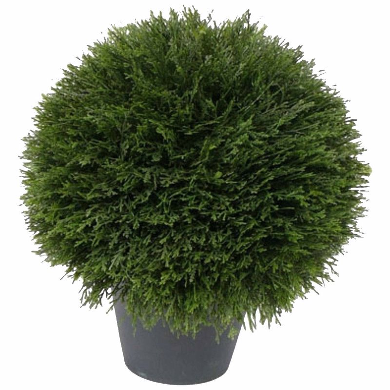 Foto van Kunstplant luxe cypress bol in pot 38 cm - kunstplanten