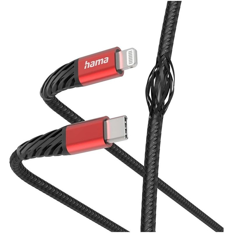 Foto van Hama oplaad-/gegevenskabel extreme, usb-c - lightning, 1,5 m oplader zwart